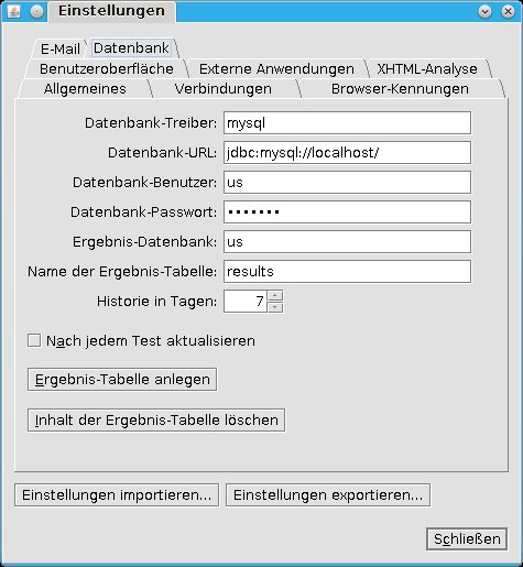 Datenbank-Einstellungen
